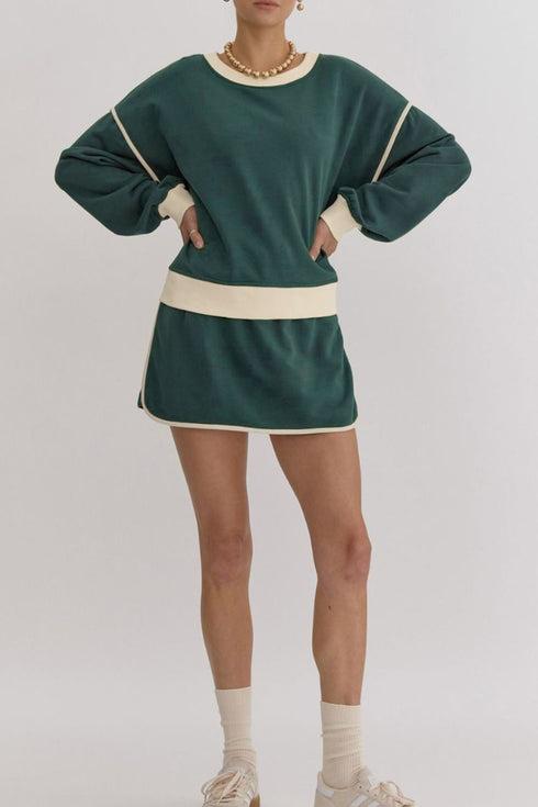 'Beryl' Round Neck Top and Skort Set - Celes Fashion